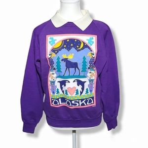 80s Purple Alaska Sweatshirt Size Medium